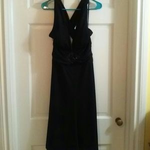 Mid length black cocktail dress built in bra